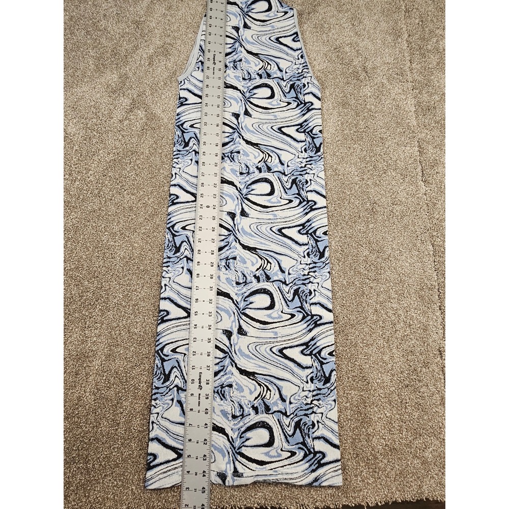 Zara Limitless Contour Blue Marble Swirl Ribbed Knit Midi Dress XS-S - Picture 7 of 13